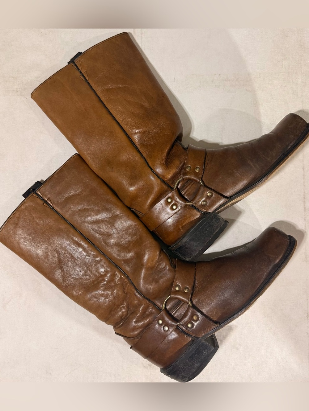 Frye Brown Leather Harness Boots